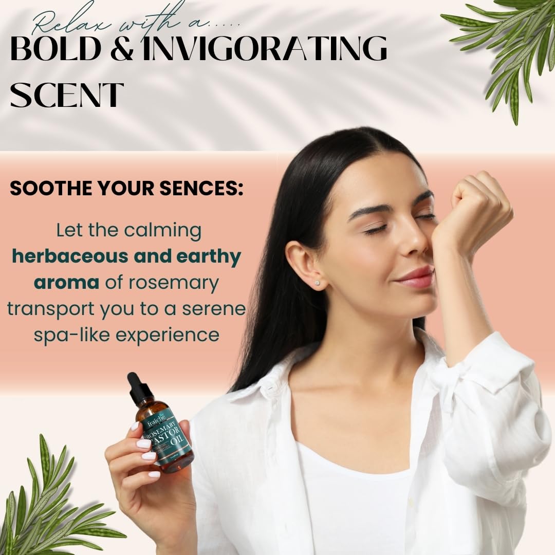 Live Fraiche Rosemary Castor Oil for Hair Growth 4 Ounce - Cold Pressed Castor Oil and Rosemary Oil for Damaged Hair to Reduce Hair Loss