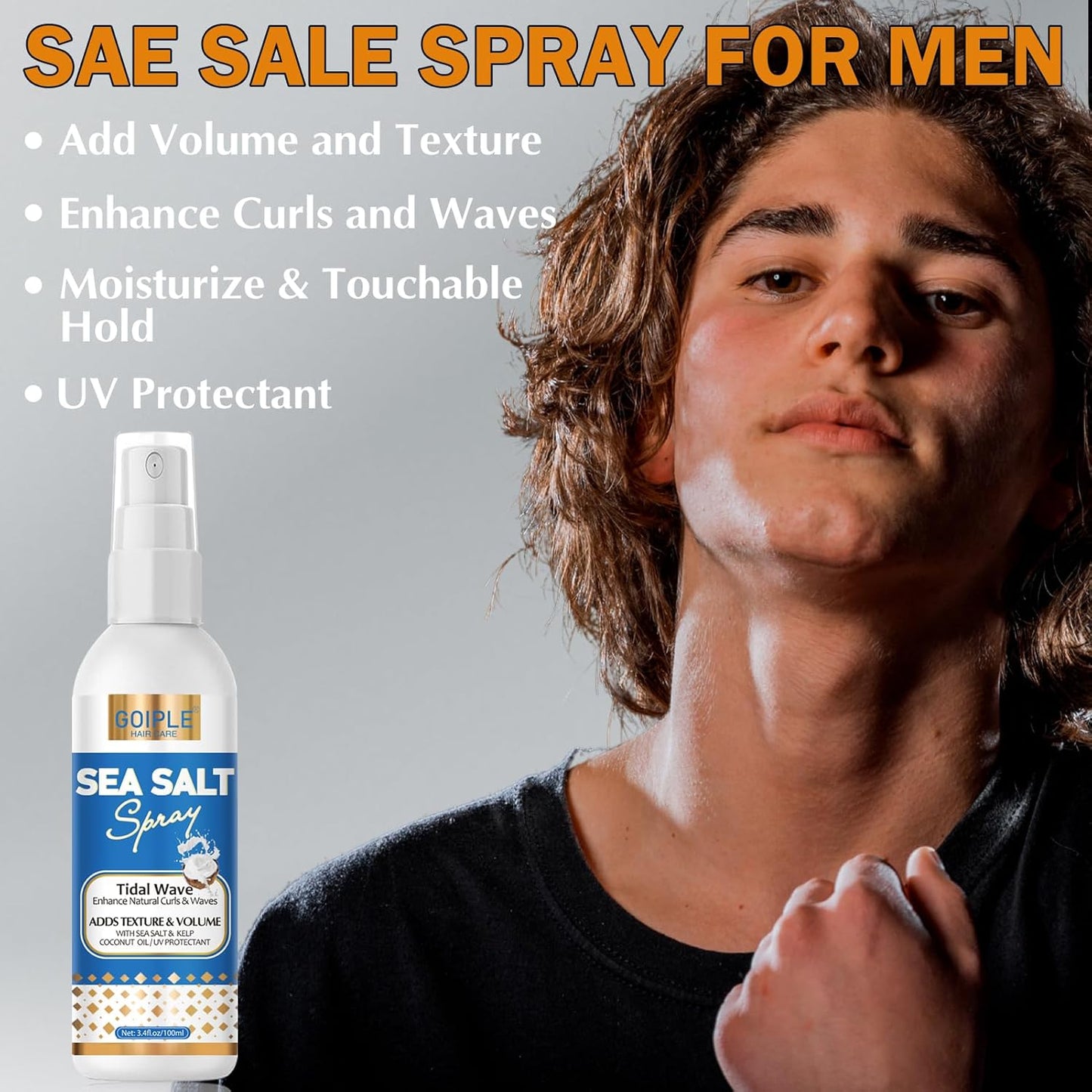 Matte Clay Firm Hold Hair Clay for Men Water Based & Hair Styling Powder for Natural Finish Volumizing & Texturizing Hair Powder & Sea Salt Spray for All Hair Adds Instant Thickness Light Hold (3PCS)