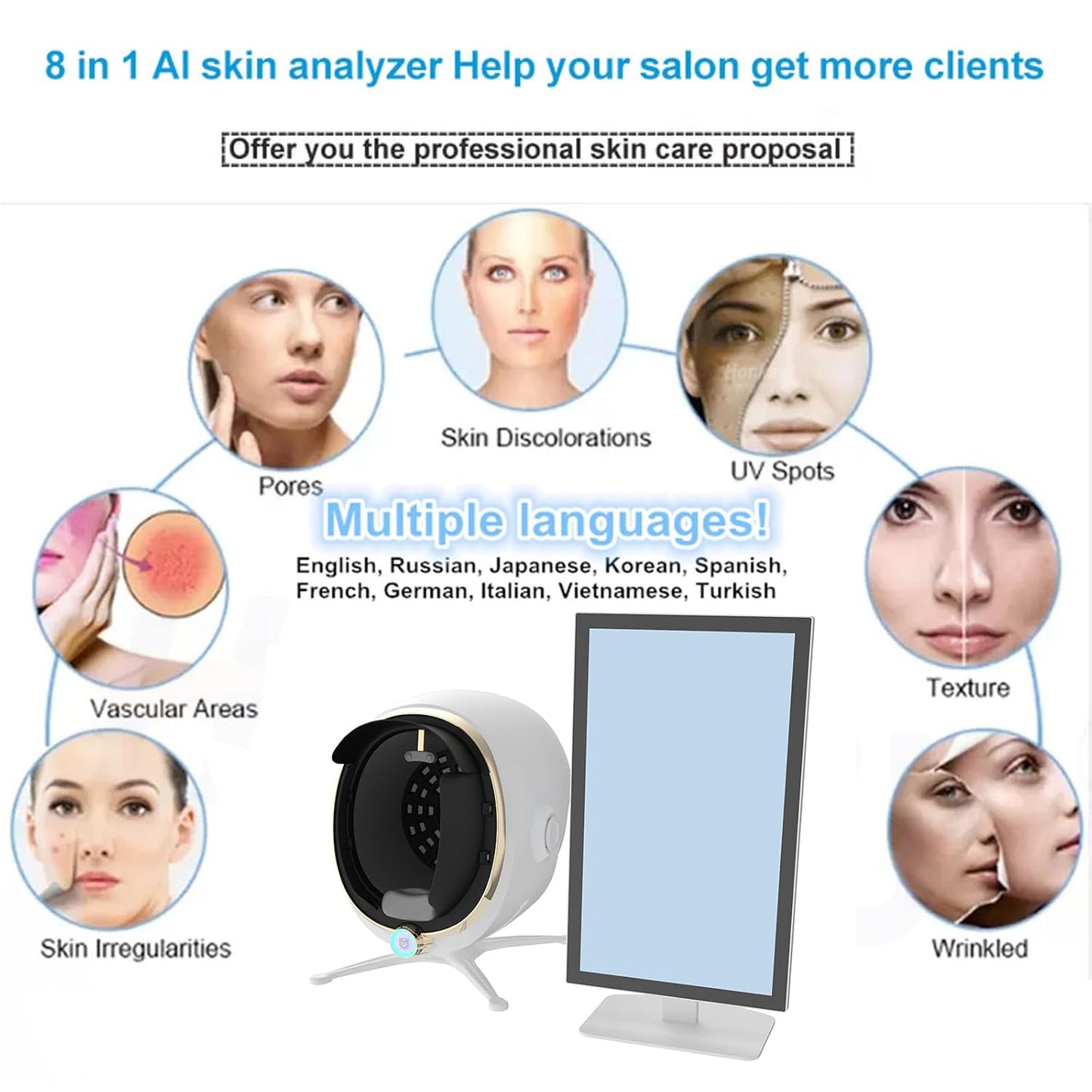 Professional Skin Analyzer Machine - Cobbawe Facial Skin Detection & Analysis for Healthy Skin Care (MJ-W-21.5)