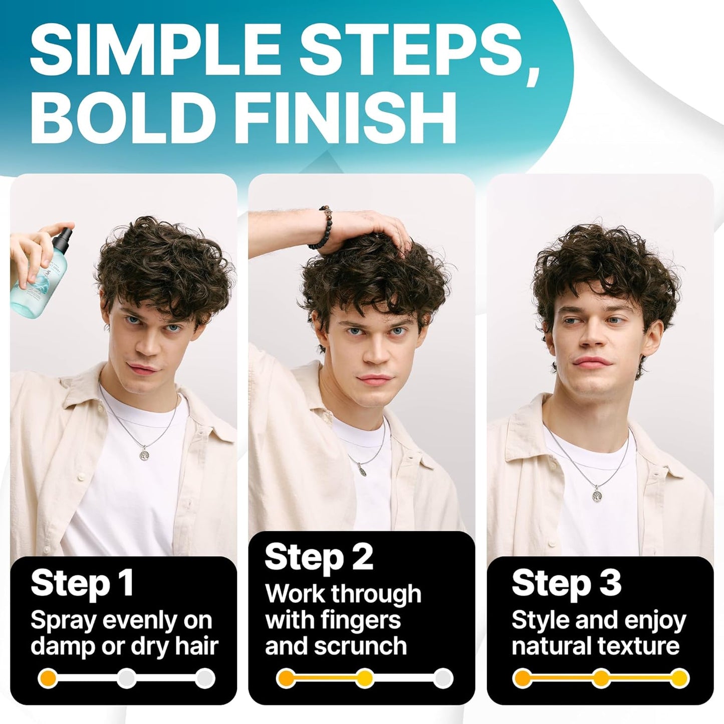 2-in-1 Texturizing Sea Salt Spray for Men, Women - Beach Waves & Curly Hair Spray Extra Hold, Low-Shine - Hair Volumizer for Fine Hair - Travel Hairspray for Women & Men - 16 Fl Oz, 2 Pack