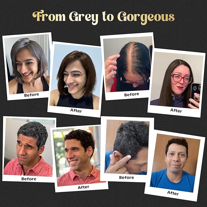 Hair Color Shampoo for Gray Hair, Dark Brown, 500ml with Color Stain Remover Wipes, Ammonia Free