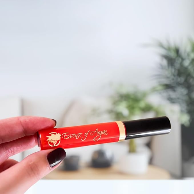 Essence Of Argan Clear Red Lip Gloss with Moroccan Argan Oil to Moisturize and Plump your Lips – Revitalized Lip Care to Eliminate Dryness - Clear Glossy Finish 0.25oz