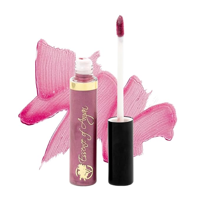 Essence Of Argan Pink Lip Gloss with Moroccan Argan Oil - Matte Finish Plumping Lip Gloss for Dry & Cracked Lips - Hydrating Moisturizer for Chapped Lips - 0.25 Oz