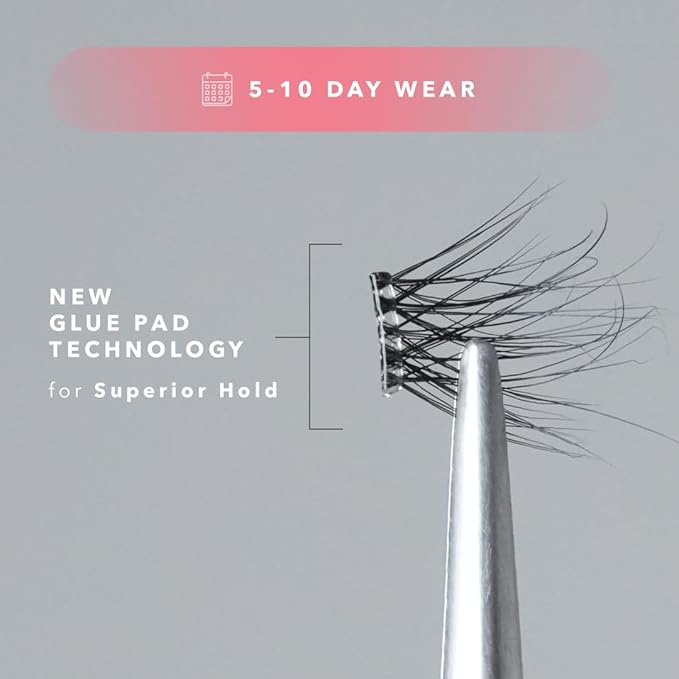 Silly George Pop-On Lashes - DIY 1-Step Pre-Glued Faux Eyelash Clusters, Natural Look Extensions, Black - Blush, 5-7 Pair Set, Pack of 60 Clusters