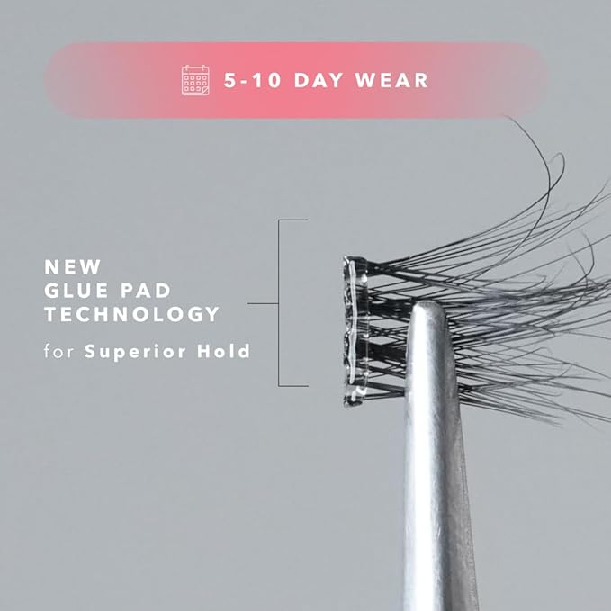 Silly George Pop-On Lashes - DIY 1-Step Pre-Glued Faux Eyelash Clusters, Natural Look Extensions, Black - Bloom, 5-7 Pair Set, Pack of 60 Clusters