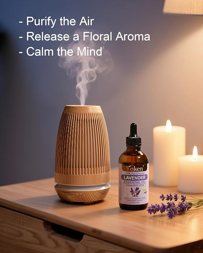 Lavender Essential Oil, 4 Fl Oz, 100% Pure and Natural, Premium Grade Lavender Oils with Glass Dropper for Diffusers, Aromatherapy, Candle & Soap Making, Massage