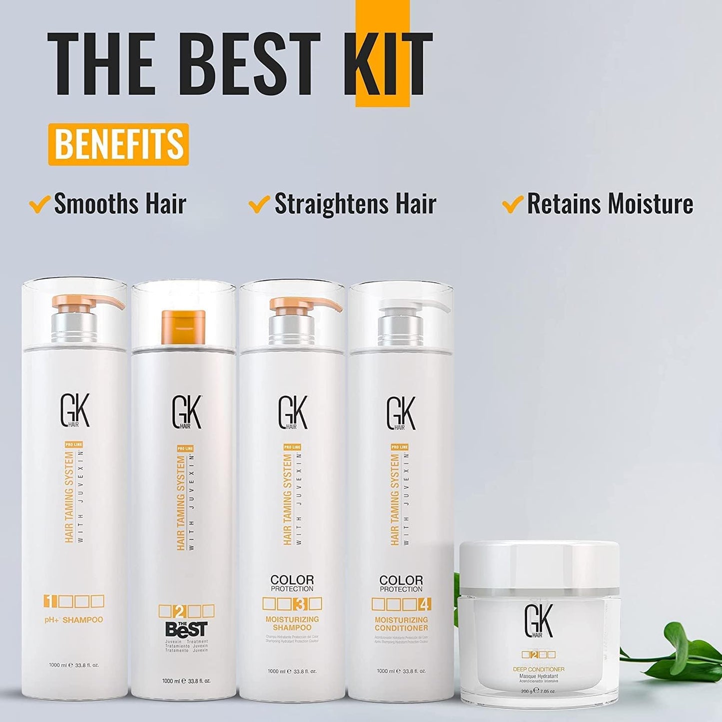 GK HAIR Global Keratin The Best Kit (33.8 Fl Oz/1000ml) Smoothing Keratin Hair Treatment Professional Brazilian Complex Blowout Straightening For Silky Smooth & Frizz Free Hair