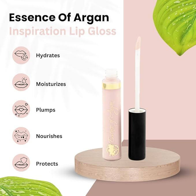 Essence Of Argan Inspiration Lip Gloss with Moroccan Argan Oil to Moisturize and Plump your Lips – Lip Care to Eliminate Dryness - Inspiration Matte Effect 0.25oz
