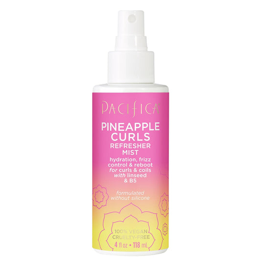 Pacifica Pineapple Curls Refresher Mist Frizz Control Spray & Curly Hair Enhancing -w/Hyaluronic Acid Vitamin B5 & Natural Plant Oils Revitalizes Curls - Vegan Cruelty Free Dermatologist Tested