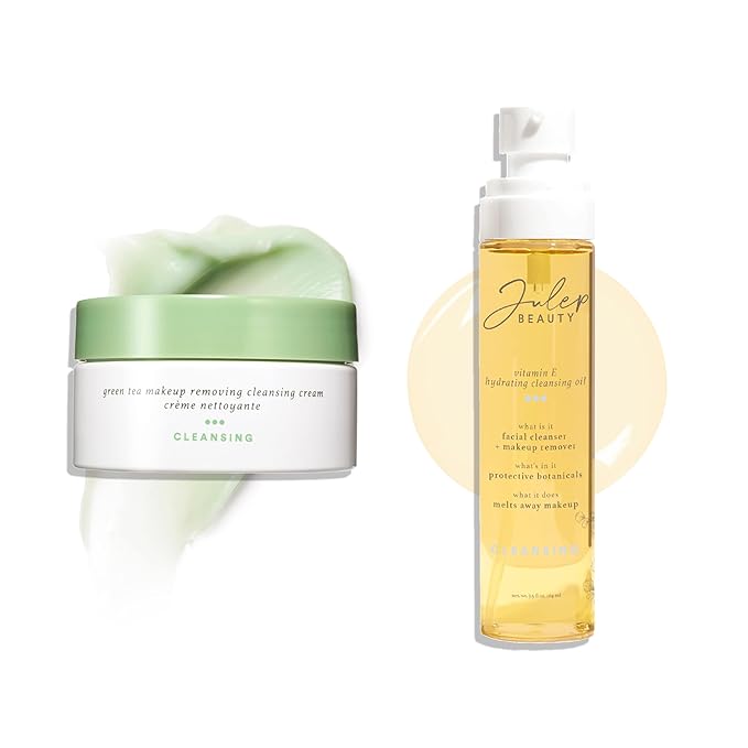 Julep Vitamin E Hydrating Cleansing Oil & Green Tea Makeup Removing Cleansing Balm | Hydrating Face Cleanser Duo for All Skin Types | Gentle Makeup Remover with Antioxidants & Natural Oils