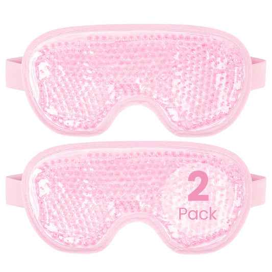 NEWGO 2Pack Cold Eye Mask Cooling Eye Mask for Dry Eyes, Gel Eye Mask Eye Ice Pack Reusable Cold Eye Compress for Dark Circles, Migraines, Eye Surgery, Skin Care (Pink)
