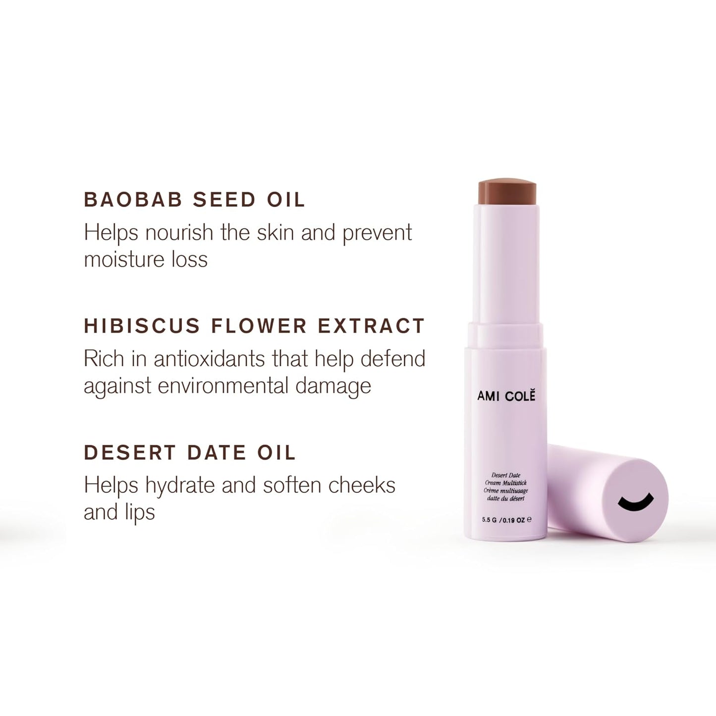 AMI COLÉ Desert Date Cream Multistick Lip and Cheek Tint (Dune), moisturizing lip tint, lip and cheek stain, natural lip color