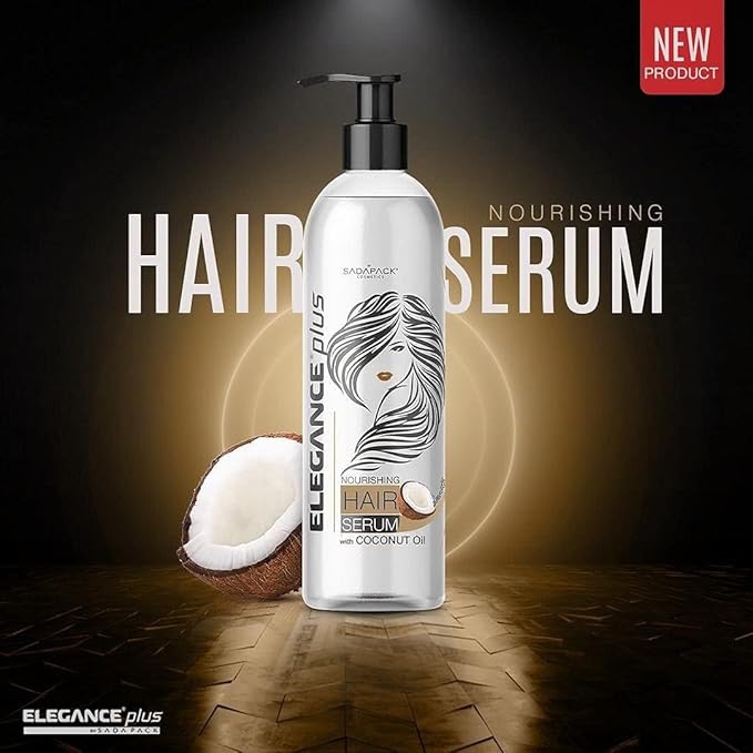 Elegance Plus Hair Serum, 10.1 Oz, Coconut Based, Hair Serum that Nourishes and Softens your Hair, Long Lasting Shine