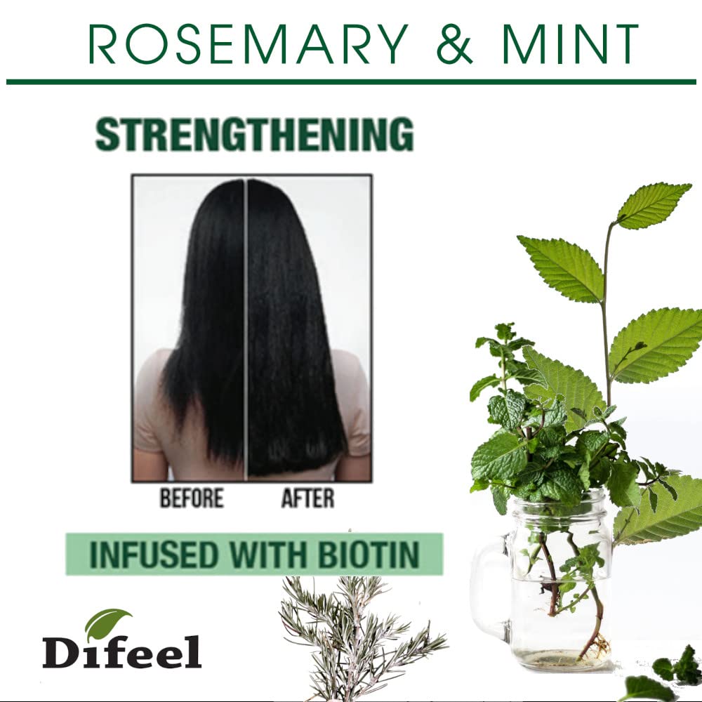 Difeel Rosemary and Mint Premium Hair Oil with Biotin 7.1 oz. (PACK OF 2) - Made with Natural Mint & Rosemary Oil for Hair Growth
