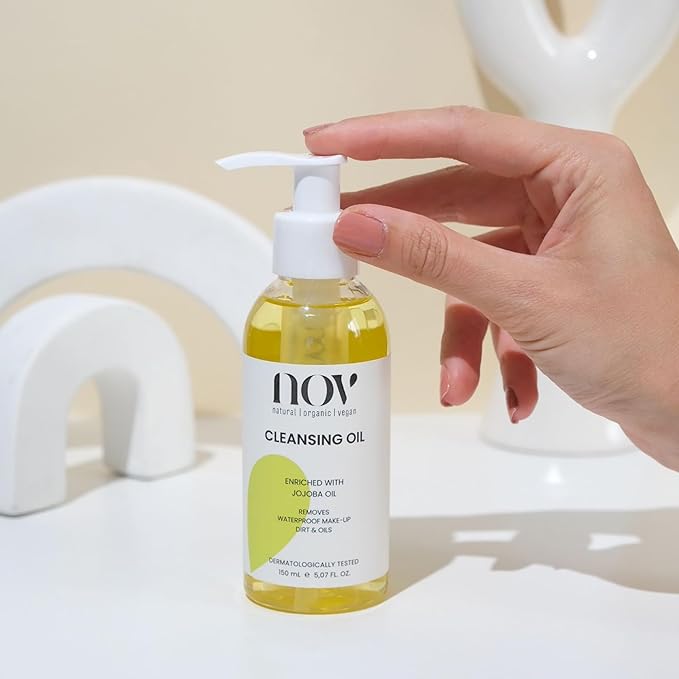 NOV Cleansing Oil - Facial Cleanser for Waterproof Make-Up - Non-Greasy Face Cleanser With Sweet Almond Oil for Hydration - All Skin Types - 5.07 oz