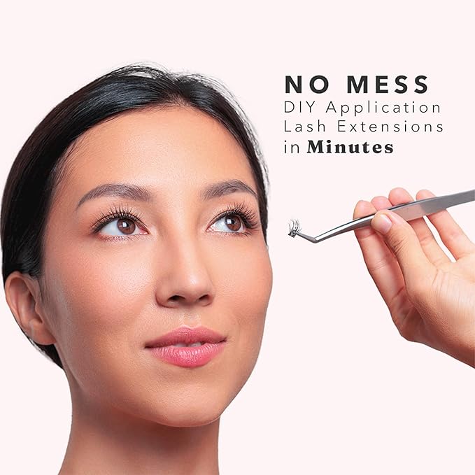 Silly George Pop-On Lashes - DIY 1-Step Pre-Glued Faux Eyelash Clusters, Natural Look Extensions, Black - Flutter, 5-7 Pair Set, Pack of 60 Clusters