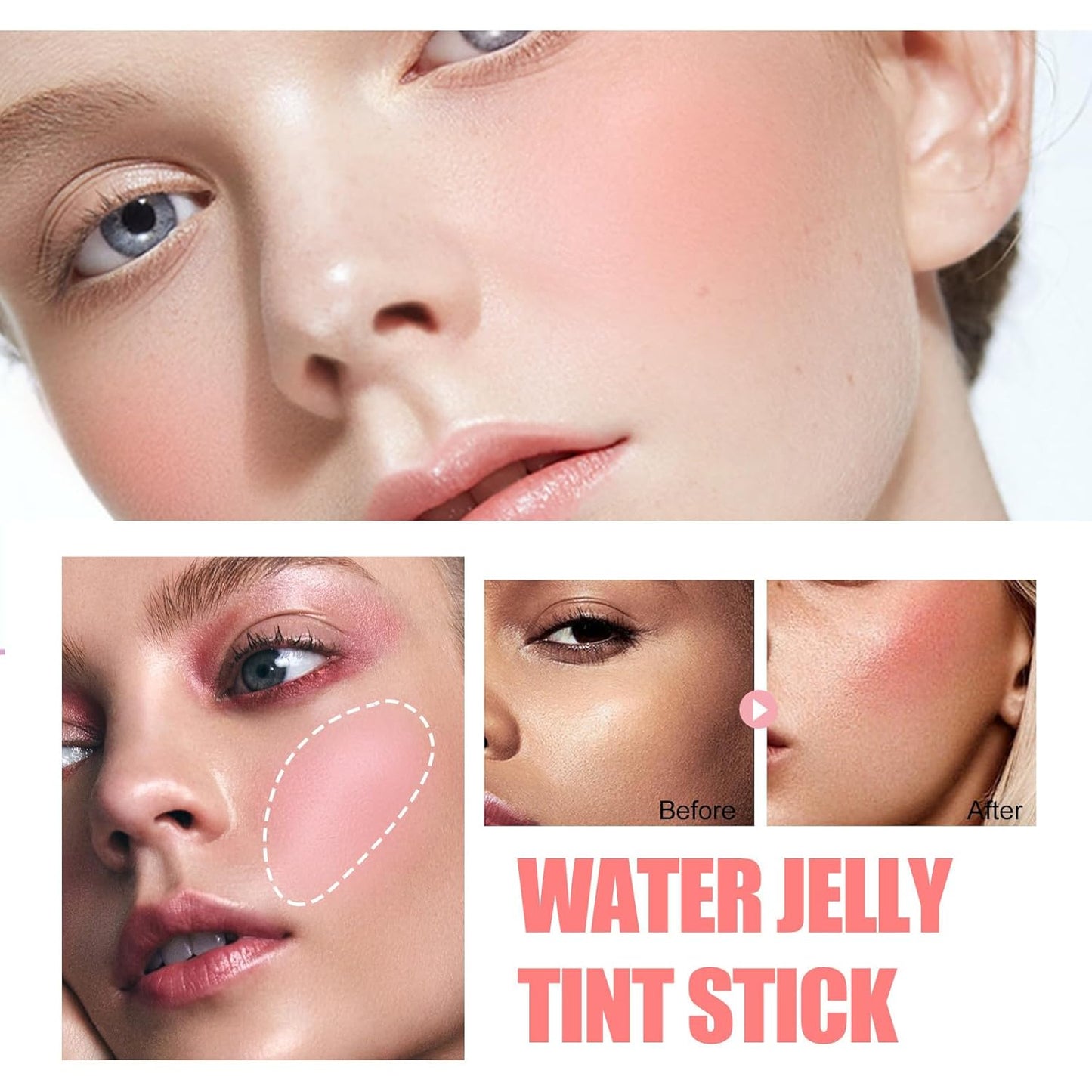 Milk Water Jelly Tint, Sheer Lip & Cheek Stain, Milk Jelly Blush Stick, Buildable Watercolor Finish, 1,000+ Swipes Per Stick. (Berry)
