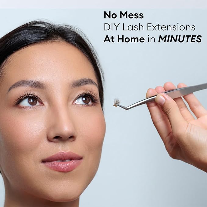 Silly George Pop-On Lashes - DIY 1-Step Pre-Glued Faux Eyelash Clusters, Natural Look Extensions, Brown - Flaunt, 5-7 Pair Set, Pack of 60 Clusters