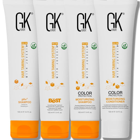 GK HAIR Global Keratin The Best Smoothing Keratin Treatment Kit (3.4 Fl Oz/100ml) Professional Brazilian Complex Blowout Straightening For Silky Smooth & Frizzy Hair