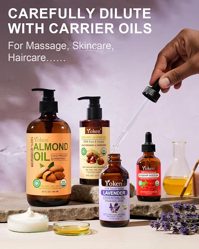 Lavender Essential Oil, 4 Fl Oz, 100% Pure and Natural, Premium Grade Lavender Oils with Glass Dropper for Diffusers, Aromatherapy, Candle & Soap Making, Massage