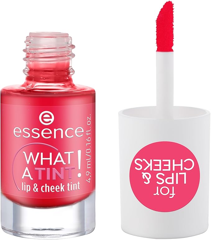 essence | What a Tint! Lip & Cheek Tint | Long-Lasting Liquid Blush & Lip Stain | Non-Sticky & Kiss-Proof | Vegan & Cruelty Free (02 | Coral Sunset)