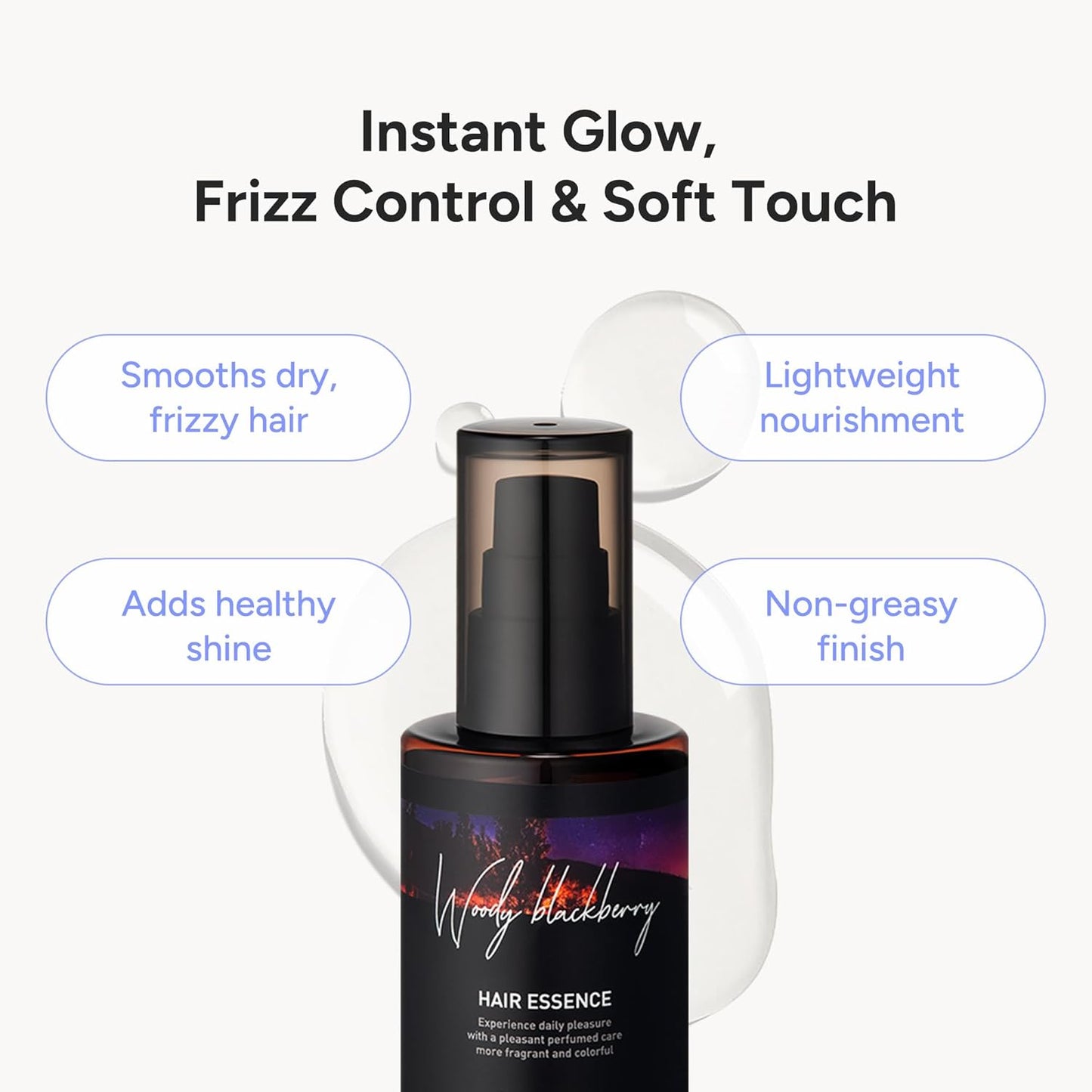 Perfumed Hair Oil & Serum – Korean Hair Essence Oil for Frizzy Hair, Shine & Damage Repair – Argan Oils & Amino Acids – Sulfate & Paraben-Free – WoodyBlackberry, 100ml / 3.38 fl oz