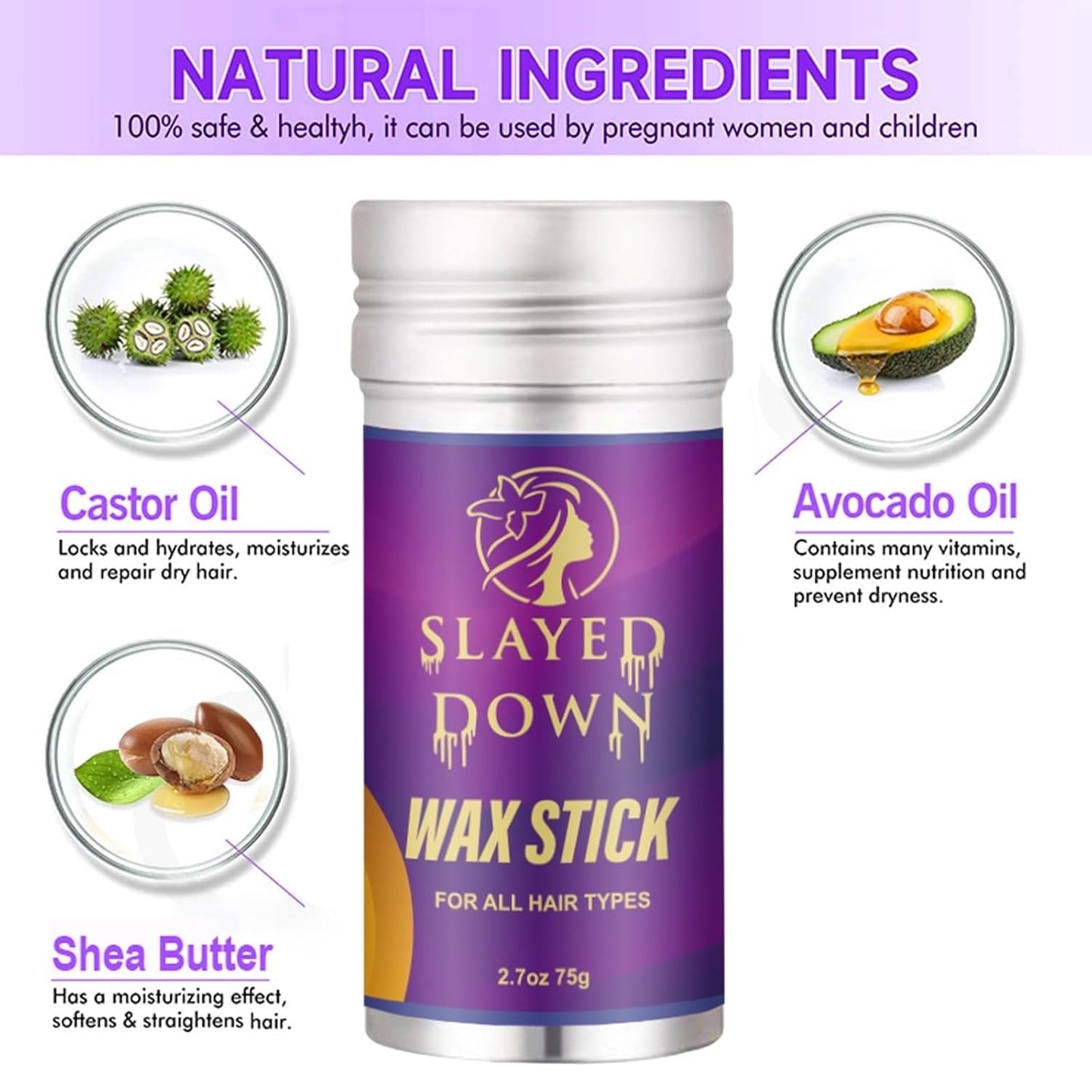 Hair Wax Slick Stick – Styling Stick for Flyaways, Edge Control, Frizz Taming, and Baby Hair Slick Back for Kids, Women, Men, and Wigs - Nourishing Accessories - Bun Maker & Styling Cream