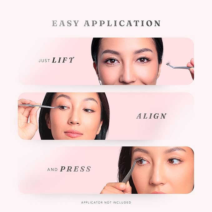 Silly George Pop-On Lashes - DIY 1-Step Pre-Glued Faux Eyelash Clusters, Natural Look Extensions, Black - Blush, 5-7 Pair Set, Pack of 60 Clusters