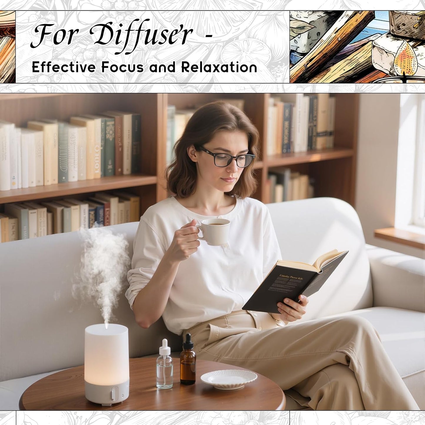 HIQILI Sandalwood Fragrance Oil for Home Diffuser, Luxury Hotel Scent, Perfect for DIY Candle & Soap Making, Add to Body Lotion - 1 Fl Oz