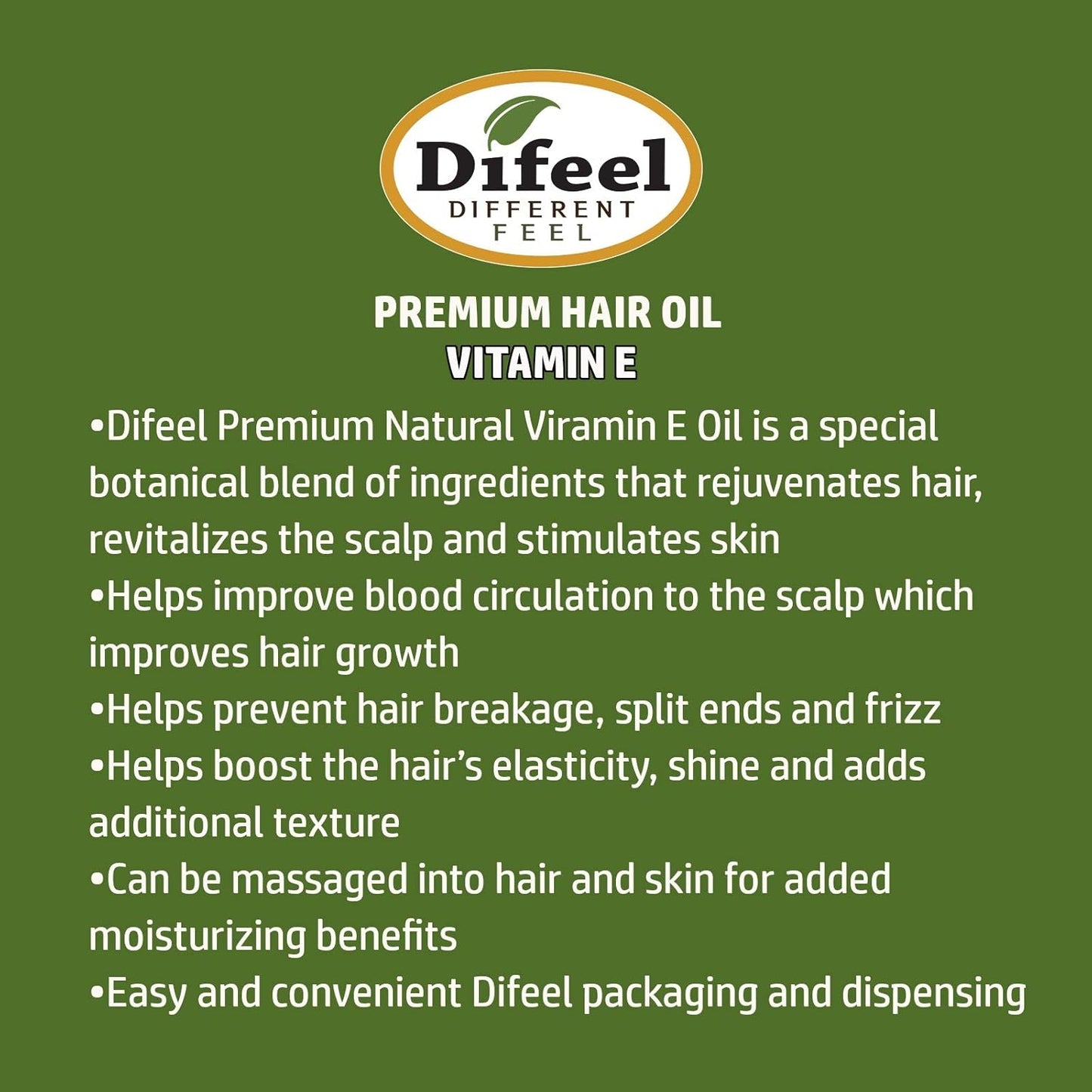Difeel Premium Natural Hair Oil - Vitamin E Oil 7.1 ounce