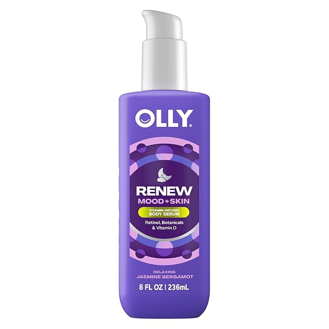 OLLY Renew Body Lotion-Serum with Vitamin D, Retinol & Botanicals – Nourishing Cleanser for Skin Barrier Repair, Deep Hydration, Jasmine Bergamot Scent, 8oz