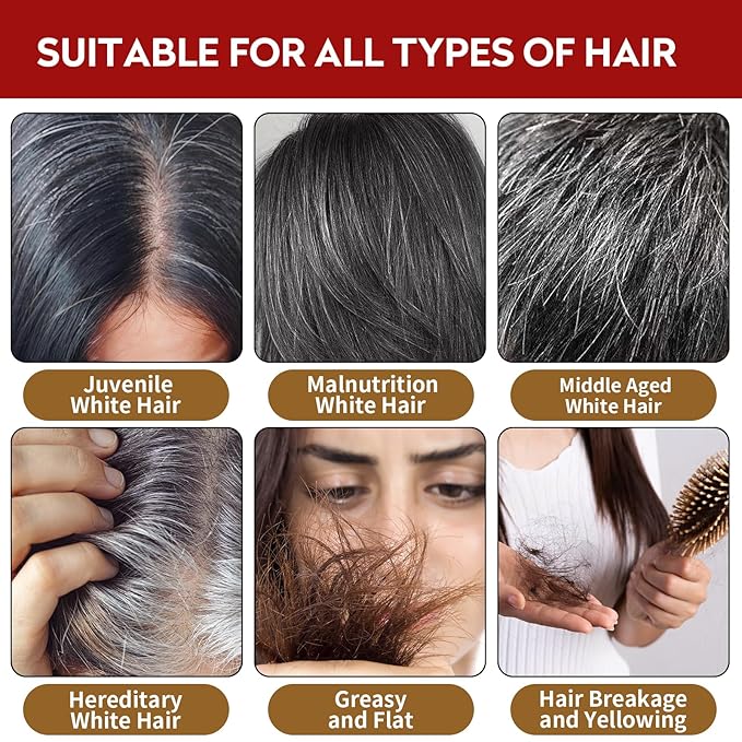 2Pcs Saffron Hair Spray,Herbal Black Hair Spray,Saffron Hairs Blackening Spray,Essence Spray Saffron and Polygonum Multiflorum Leaving Hairs Shiny Non-Frizzy