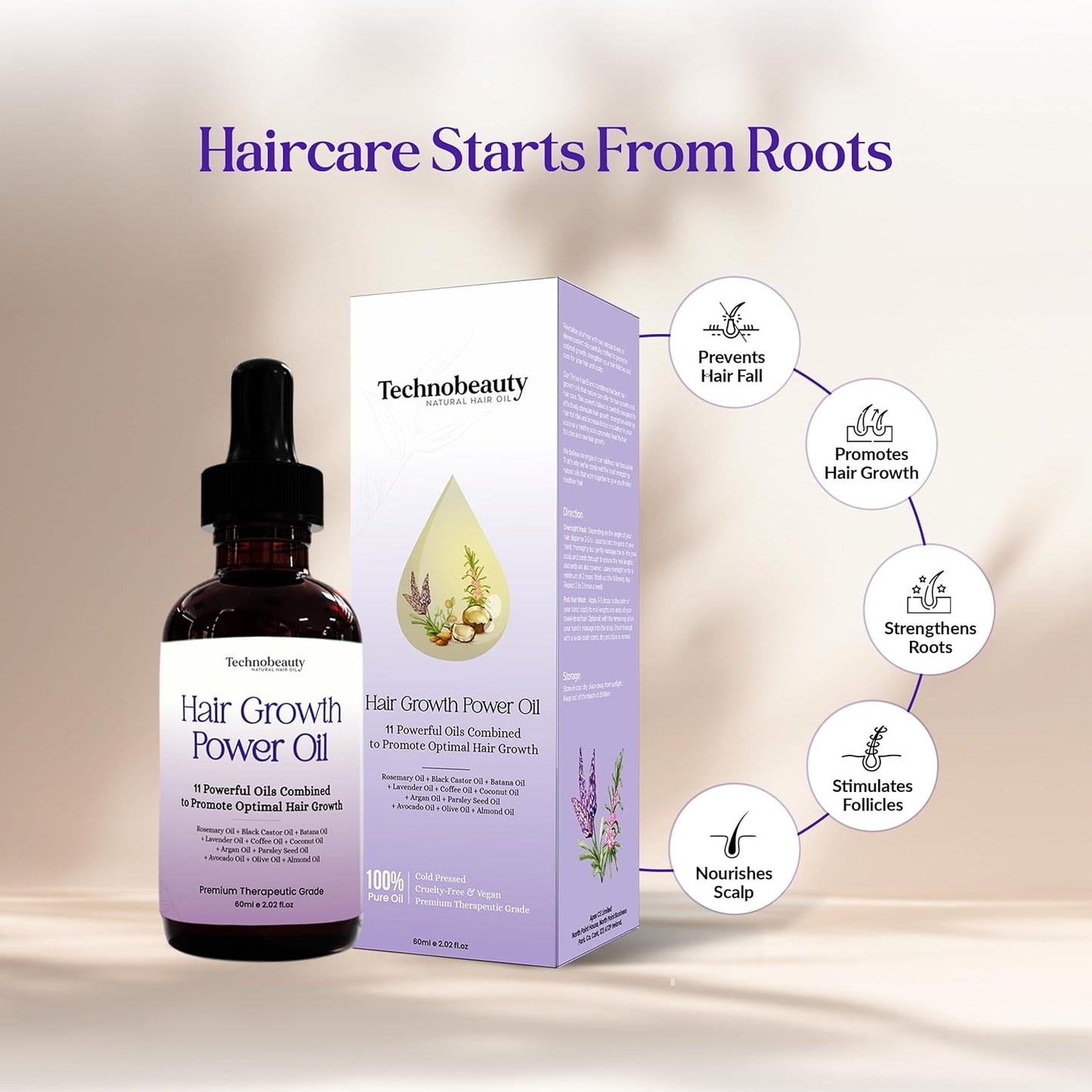 Rosemary Oil With Black Castor, Batana, Lavender, Coffee, Coconut, Argan, Avocado, Olive, Almond & Parsley Seed Oil, 11 Oils Infused for Ultimate Hair Growth & Care for Stronger, Thicker Hair