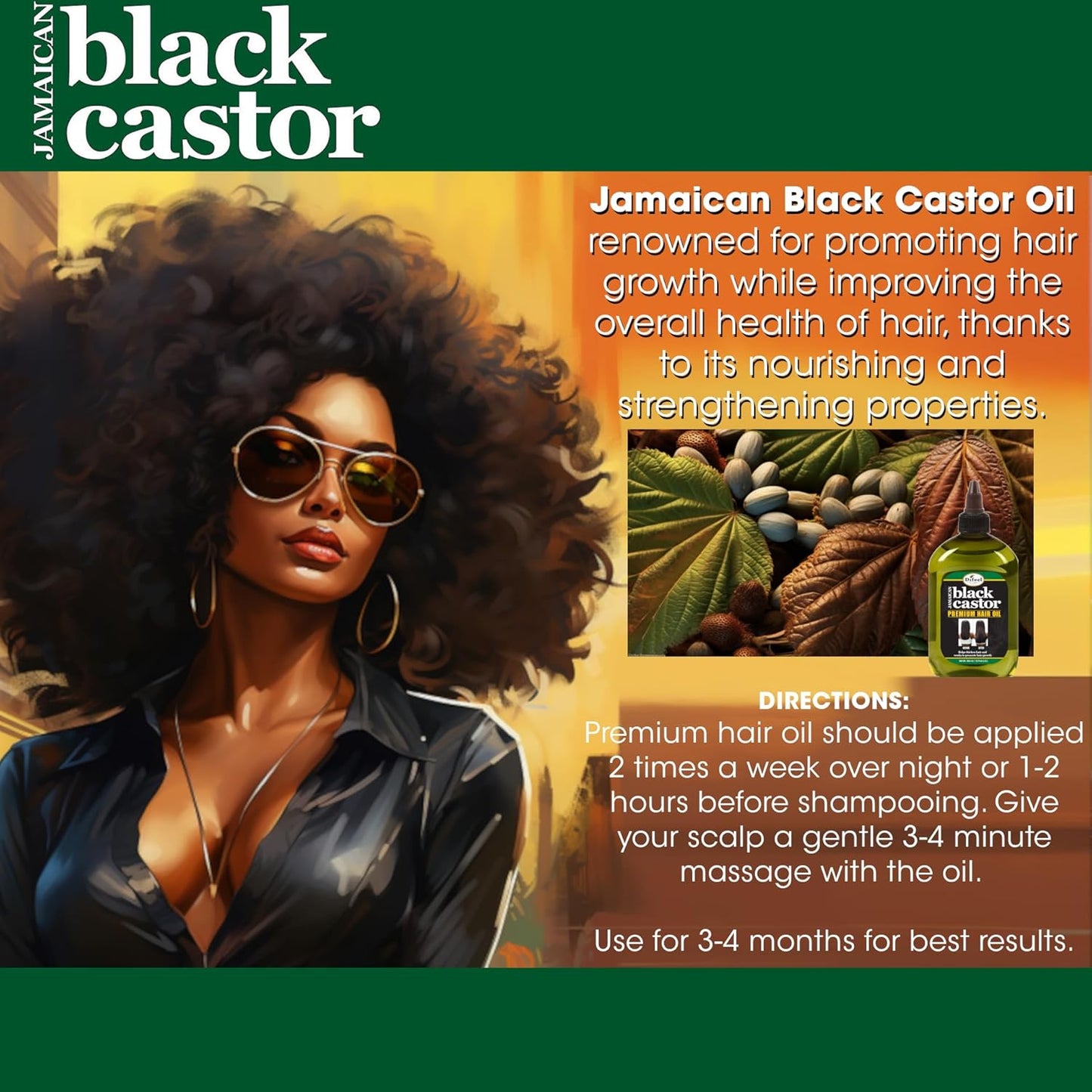 Difeel Premium Jamaican Black Castor Hair Oil - Large 12 oz. - Jamaican Black Castor Oil for Hair Growth