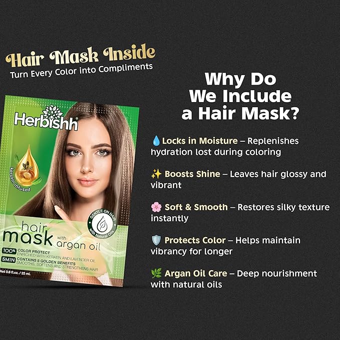 Herbishh Hair Color Shampoo for Gray Magic Dye Colors in Minutes Long Lasting 500ml 3-In-1 Color Ammonia-Free (Dark Coffee)